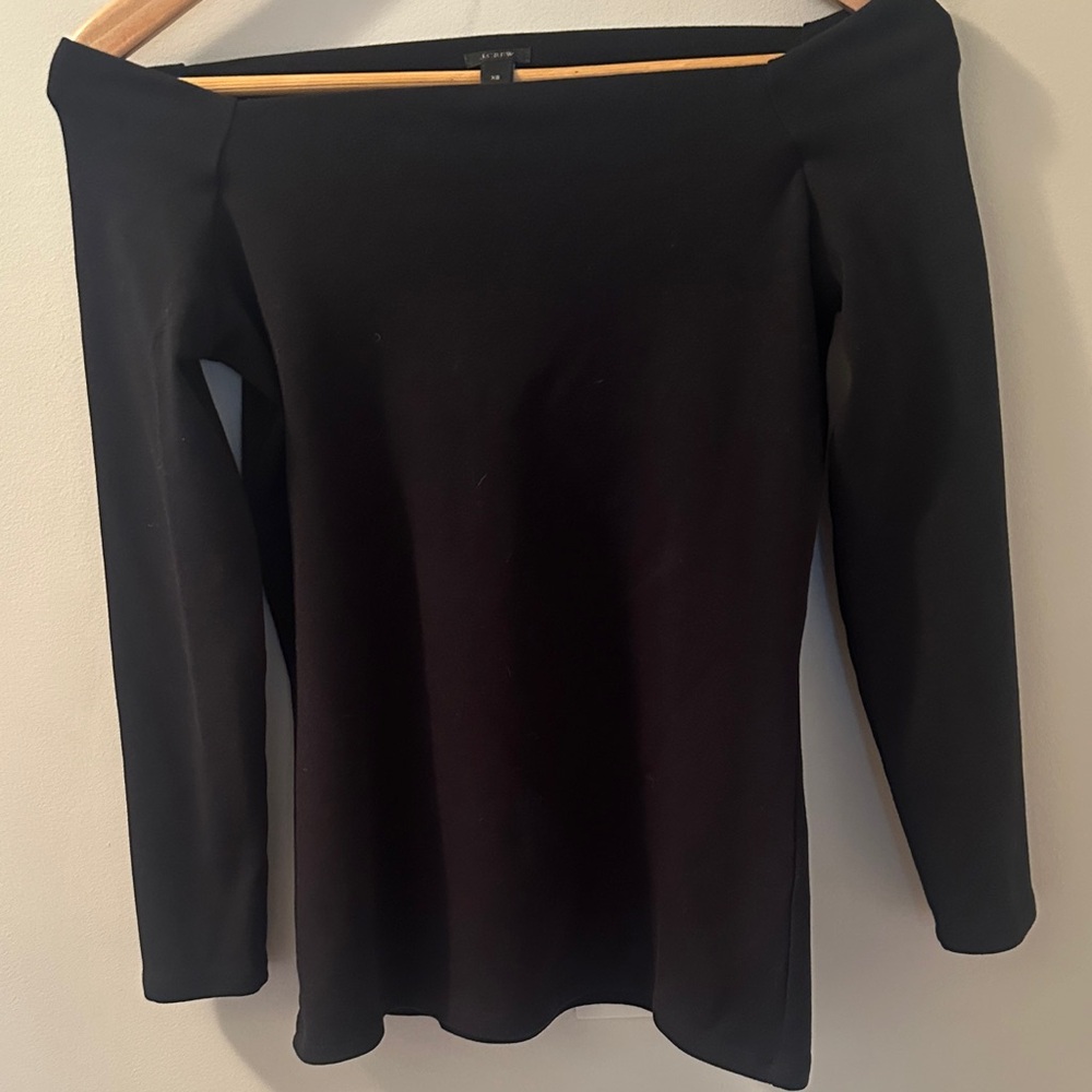 J. Crew Black Knit Top off the shoulder